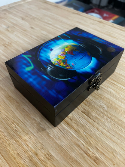 Custom Memory Box- Earth with Headphones