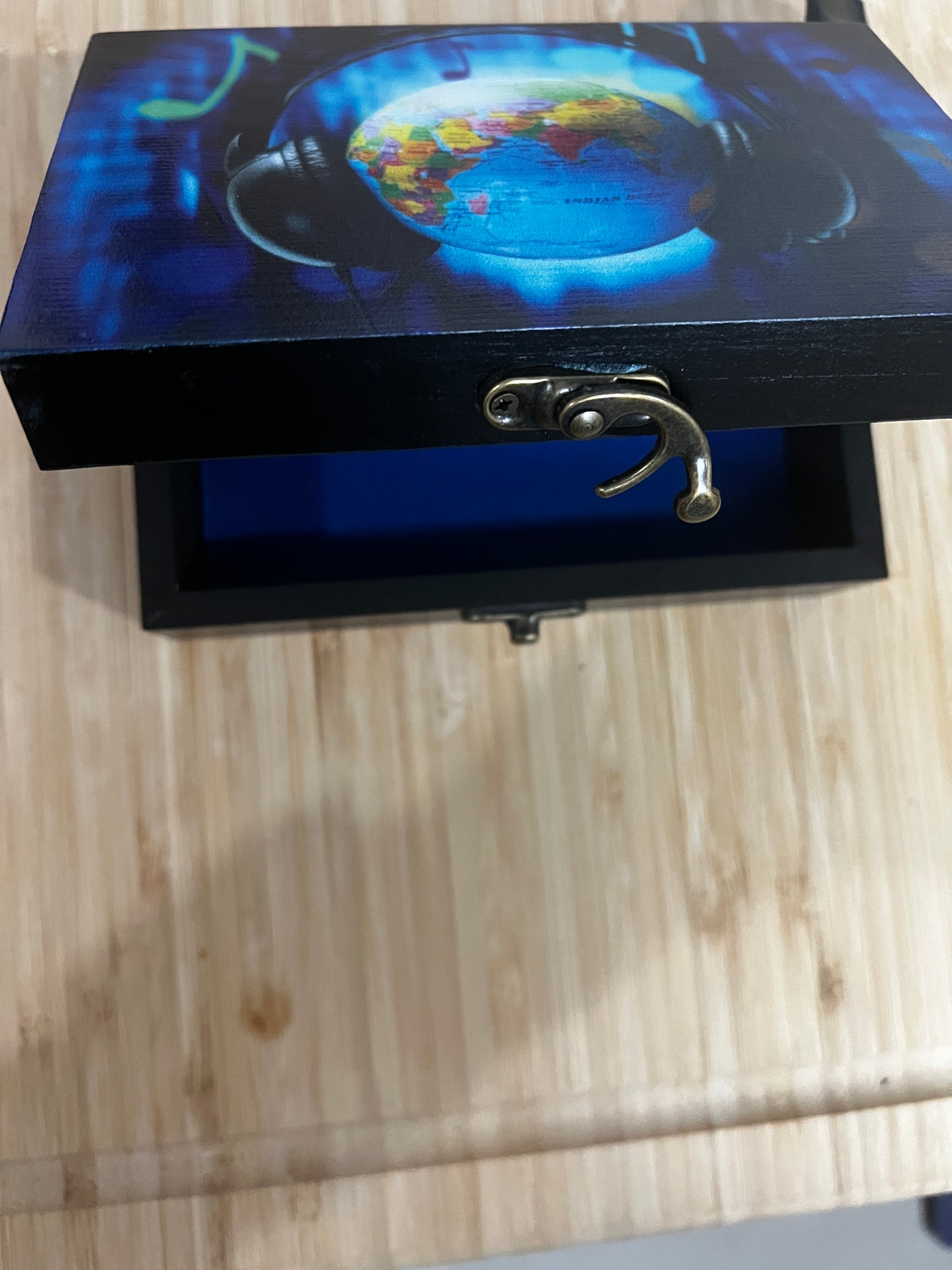 Custom Memory Box- Earth with Headphones