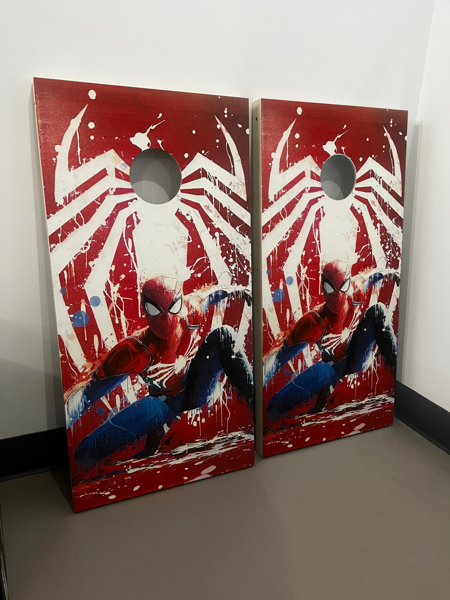 Spiderman Theme: Cornhole Boards, 2'-4' Solid Wood (Set of 2)