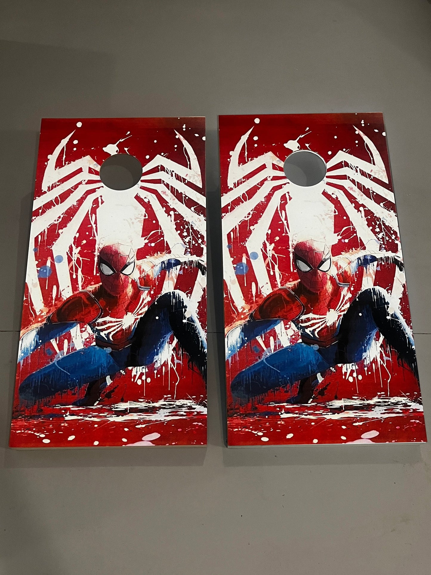 Spiderman Theme: Cornhole Boards, 2'-4' Solid Wood (Set of 2)