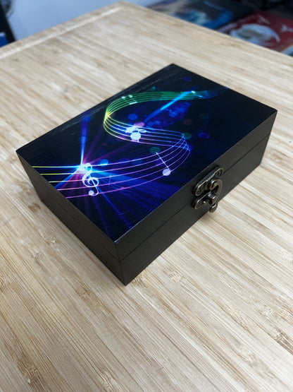 Custom Memory Box- Neon Music Notes