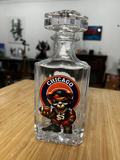 Glass Decanter Set- Chicago Bears