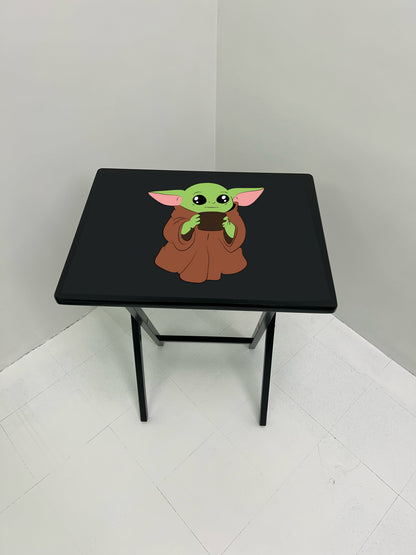 Baby Yoda 1: Folding Tray Table, Classic Foldable TV Tray - Black with Custom Design