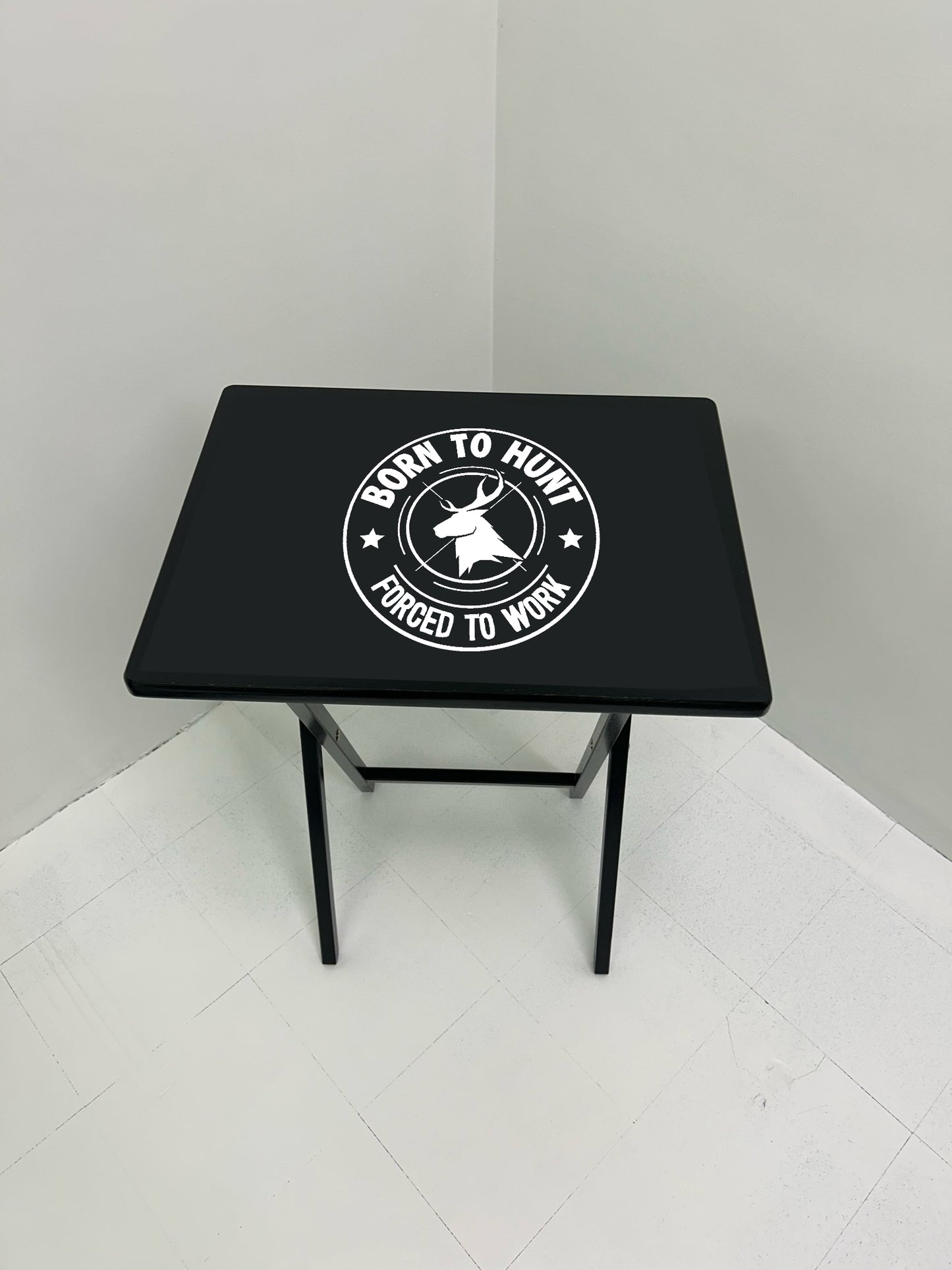 Born to Hunt: Folding Tray Table, Classic Foldable TV Tray - Black with Custom Design