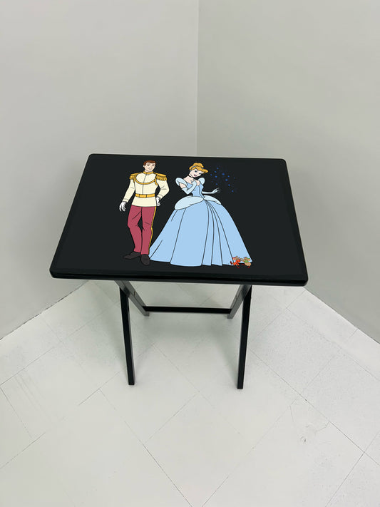 Cinderella 3: Folding Tray Table, Classic Foldable TV Tray - Black with Custom Design