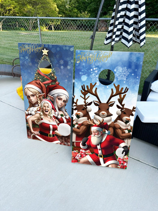 Mr. & Mrs. Clause Bash: Cornhole Boards, 2'-4' Solid Wood (Set of 2)