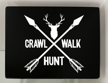 Crawl Walk Hunt: Folding Tray Table, Classic Foldable TV Tray - Black with Custom Design