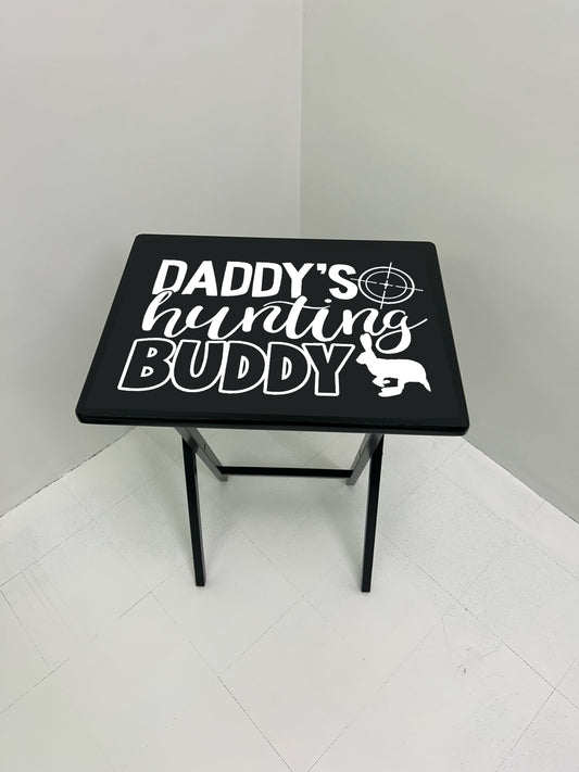 Dads Buddy: Folding Tray Table, Classic Foldable TV Tray - Black with Custom Design