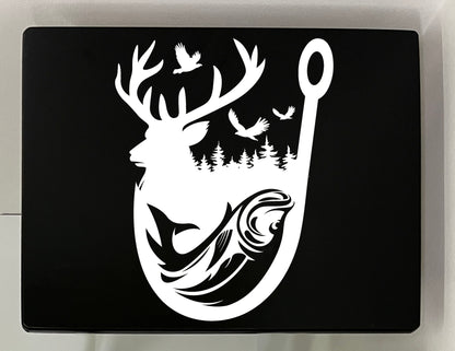 Deer Fish: Folding Tray Table, Classic Foldable TV Tray - Black with Custom Design