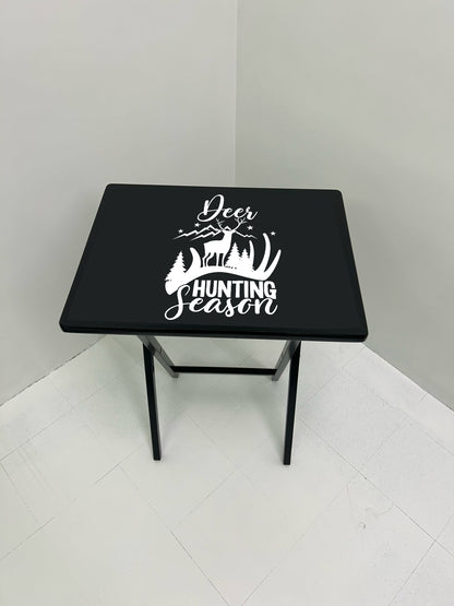 Deer Season: Folding Tray Table, Classic Foldable TV Tray - Black with Custom Design