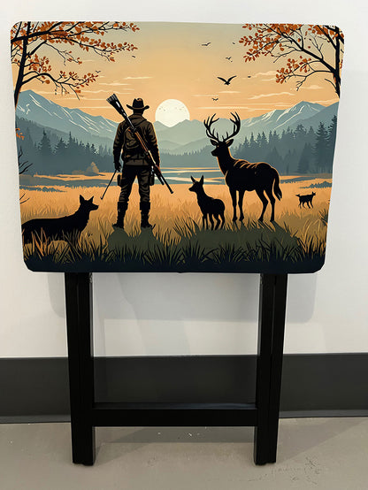 Hunting Scene 2: Folding Tray Table, Classic Foldable TV Tray - Black with Custom Design