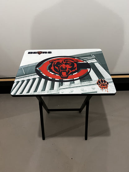 Chicago Bears With Soldier Field: Folding Tray Table, Classic Foldable TV Tray - Black with Custom Design