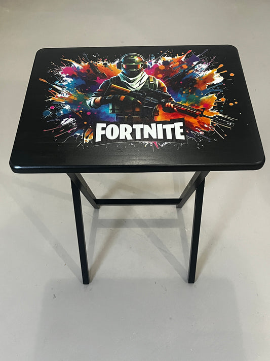 Fortnite 2: Folding Tray Table, Classic Foldable TV Tray - Black with Custom Design