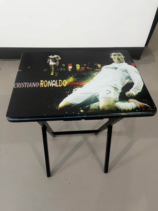 Cristiano Ronaldo : Folding Tray Table, Classic Foldable TV Tray - Black with Custom Design