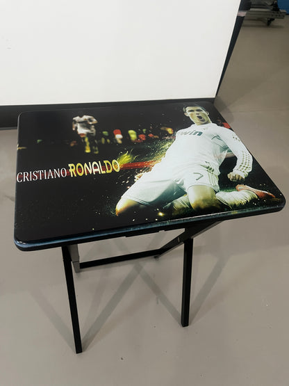 Cristiano Ronaldo : Folding Tray Table, Classic Foldable TV Tray - Black with Custom Design