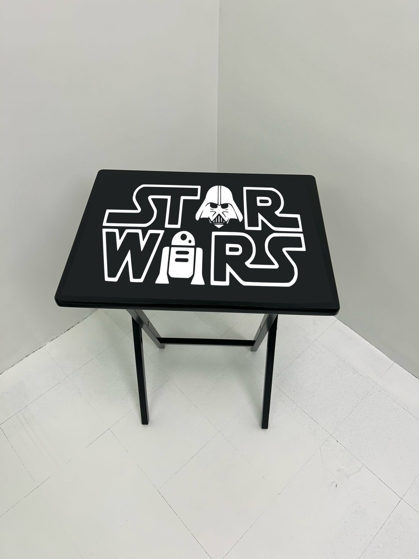 STARWARS 1: Folding Tray Table, Classic Foldable TV Tray - Black with Custom Design