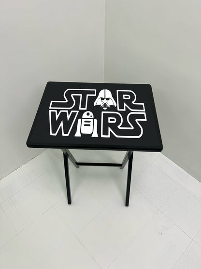 STARWARS 1: Folding Tray Table, Classic Foldable TV Tray - Black with Custom Design