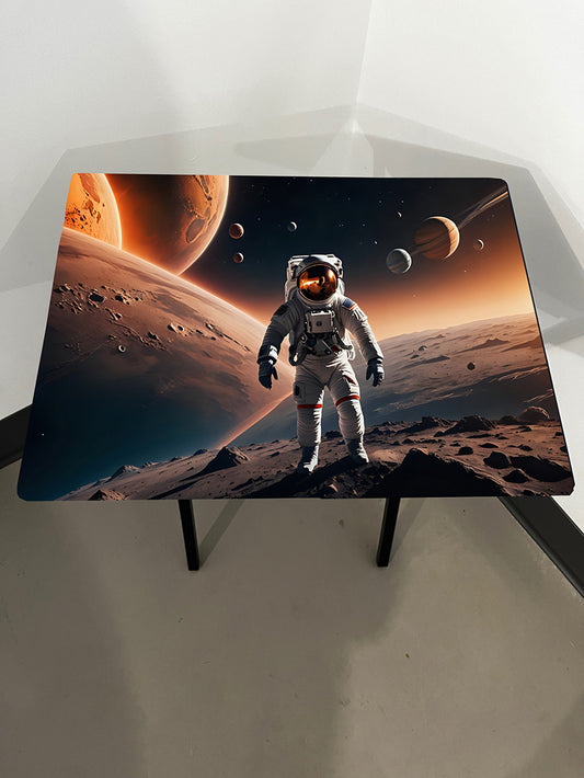 Astronaut on A New Planet: Folding Tray Table, Classic Foldable TV Tray - Black with Custom Design