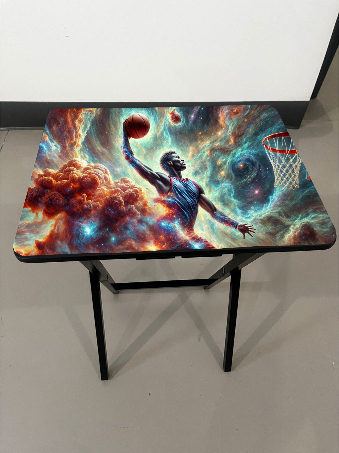 Basketball Nebula: Folding Tray Table, Classic Foldable TV Tray - Black with Custom Design