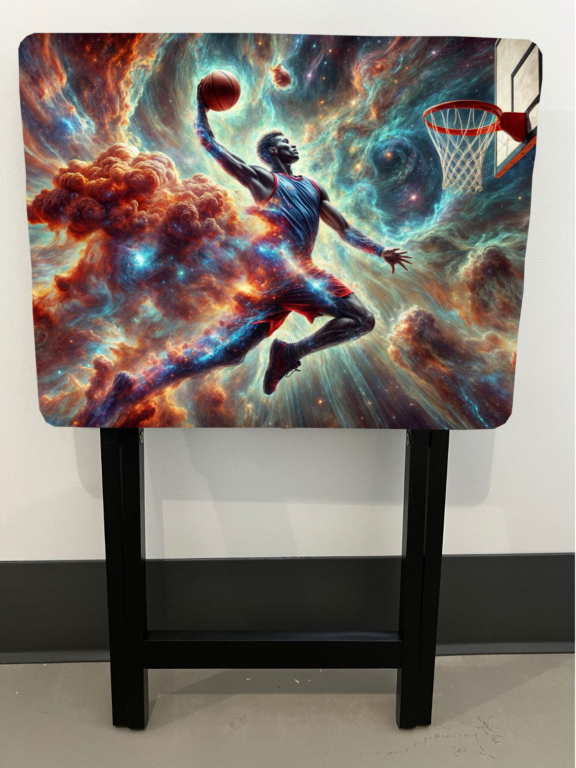 Basketball Nebula: Folding Tray Table, Classic Foldable TV Tray - Black with Custom Design