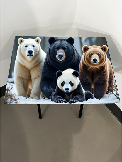 Bears Species Showcase: Folding Tray Table, Classic Foldable TV Tray - Black with Custom Design