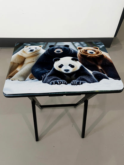 Bears Species Showcase: Folding Tray Table, Classic Foldable TV Tray - Black with Custom Design