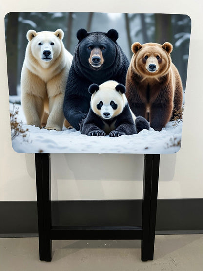 Bears Species Showcase: Folding Tray Table, Classic Foldable TV Tray - Black with Custom Design