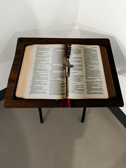 The Bible: Folding Tray Table, Classic Foldable TV Tray - Black with Custom Design