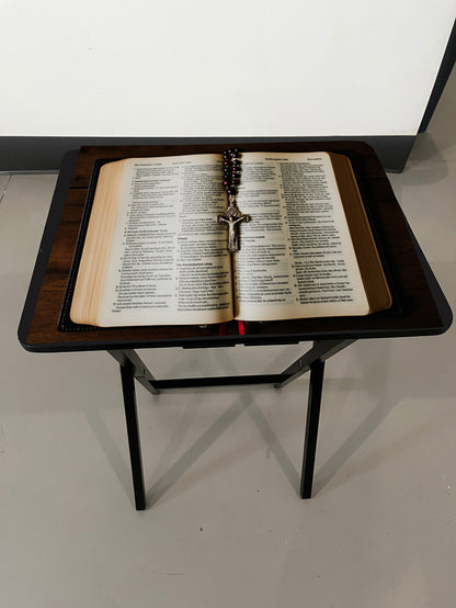 The Bible: Folding Tray Table, Classic Foldable TV Tray - Black with Custom Design