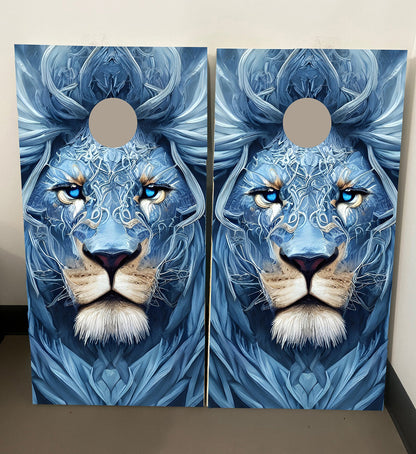 Blue Lion Theme: Cornhole Boards, 2'-4' Solid Wood (Set of 2)