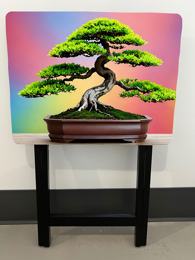 Bonsai Tree - Pick 1 of 4 Styles: Folding Tray Table, Classic Foldable TV Tray - Black with Custom Design