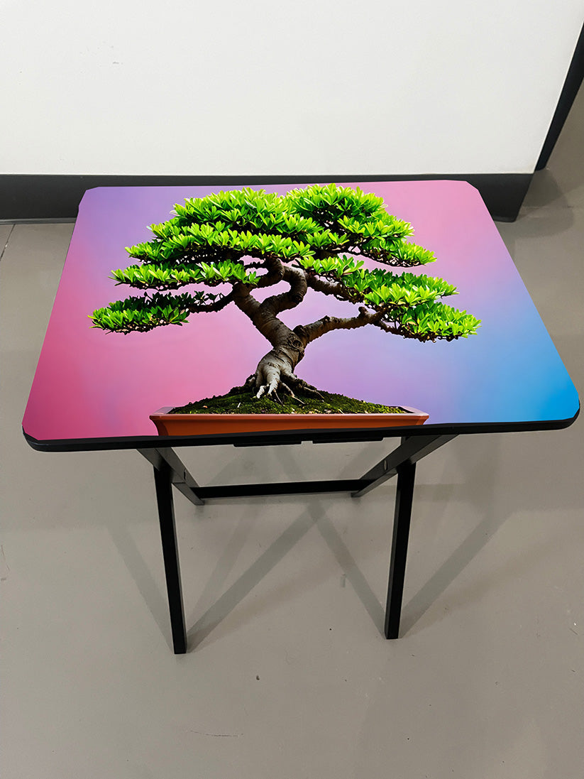 Bonsai Tree - Pick 1 of 4 Styles: Folding Tray Table, Classic Foldable TV Tray - Black with Custom Design