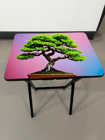 Bonsai Tree: Folding Tray Table, Classic Foldable TV Tray, Pick 1 of 4 Styles - Black with Custom Design