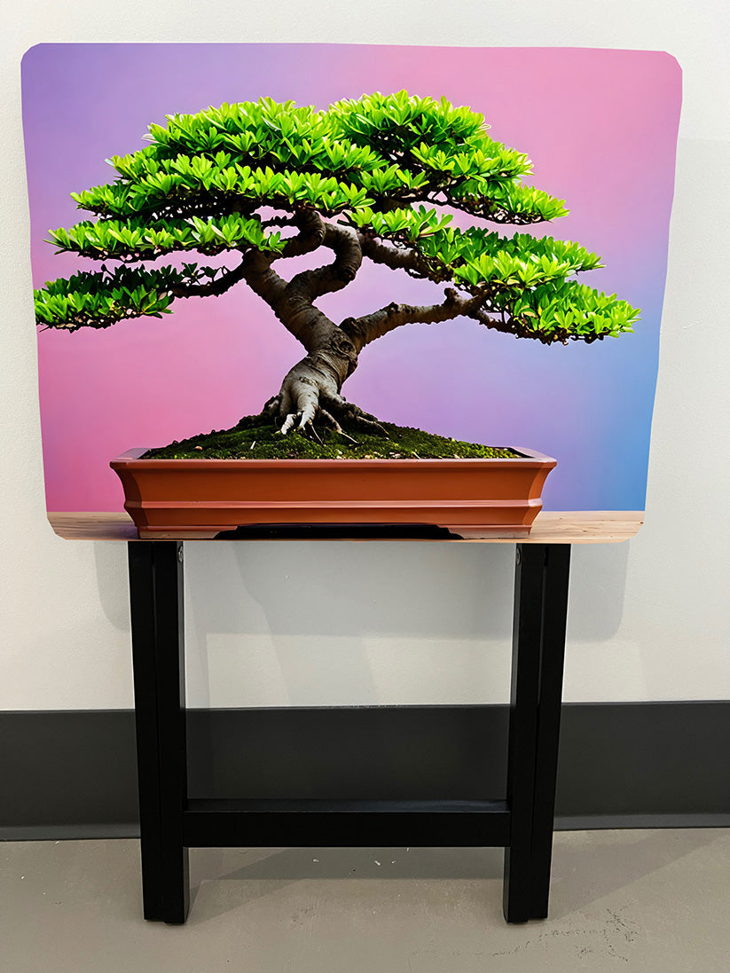 Bonsai Tree - Pick 1 of 4 Styles: Folding Tray Table, Classic Foldable TV Tray - Black with Custom Design