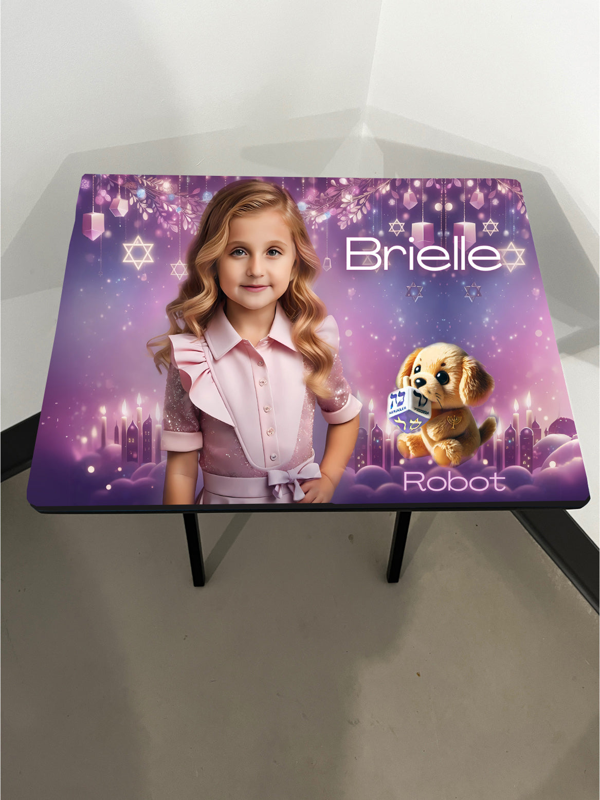 Your Child Avatar: Folding Tray Table, Classic Foldable TV Tray - Black with Custom Design