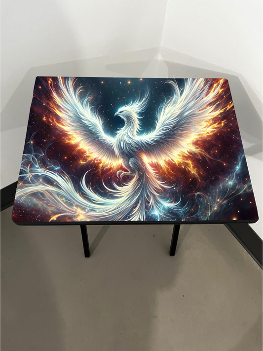 Celestial Phoenix: Folding Tray Table, Classic Foldable TV Tray - Black with Custom Design