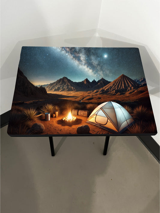 Cozy Campsite: Folding Tray Table, Classic Foldable TV Tray - Black with Custom Design