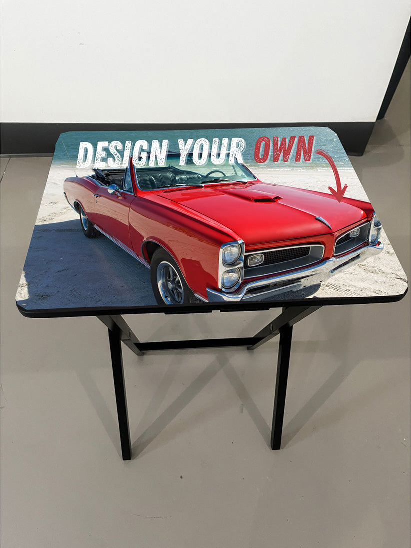 Design Your Own: Custom Folding Black TV Tray Table, Add Your Personal Message