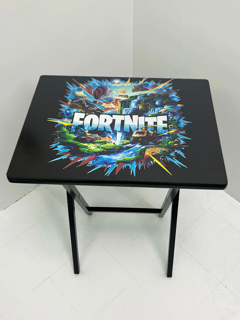 Fortnite 1: Folding Tray Table, Classic Foldable TV Tray - Black with Custom Design