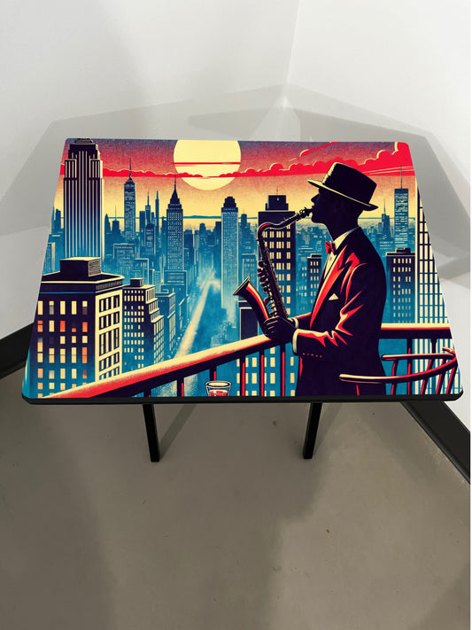 Jazz Player: Folding Tray Table, Classic Foldable TV Tray - Black with Custom Design