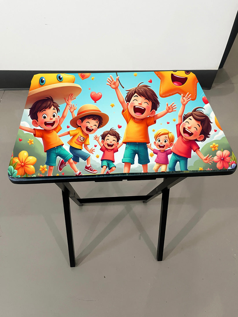 Kids at Play: Folding Tray Table, Classic Foldable TV Tray - Black with Custom Design