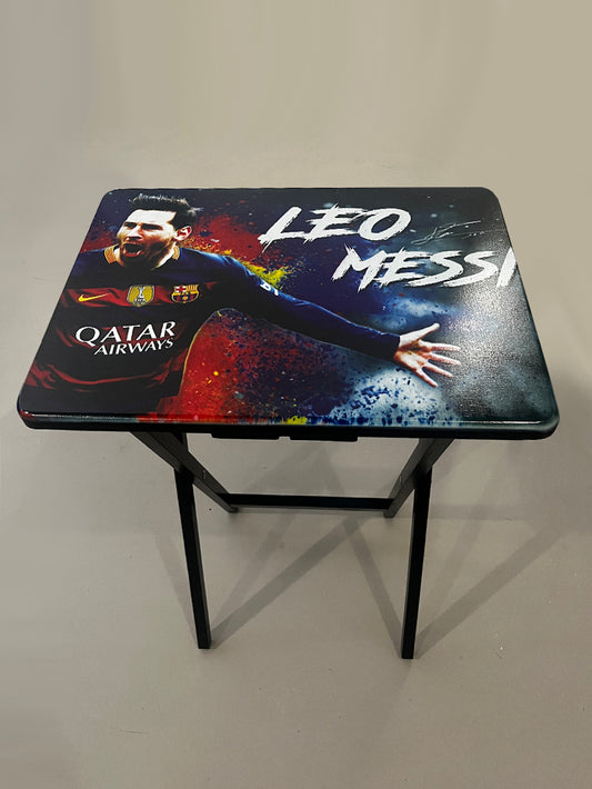 Leo Messi 1: Folding Tray Table, Classic Foldable TV Tray - Black with Custom Design