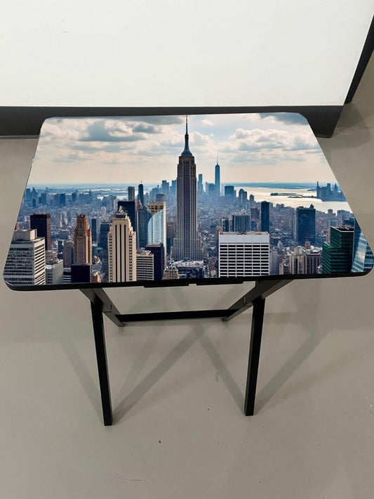 New York Empire State Building: Folding Tray Table, Classic Foldable TV Tray - Black with Custom Design