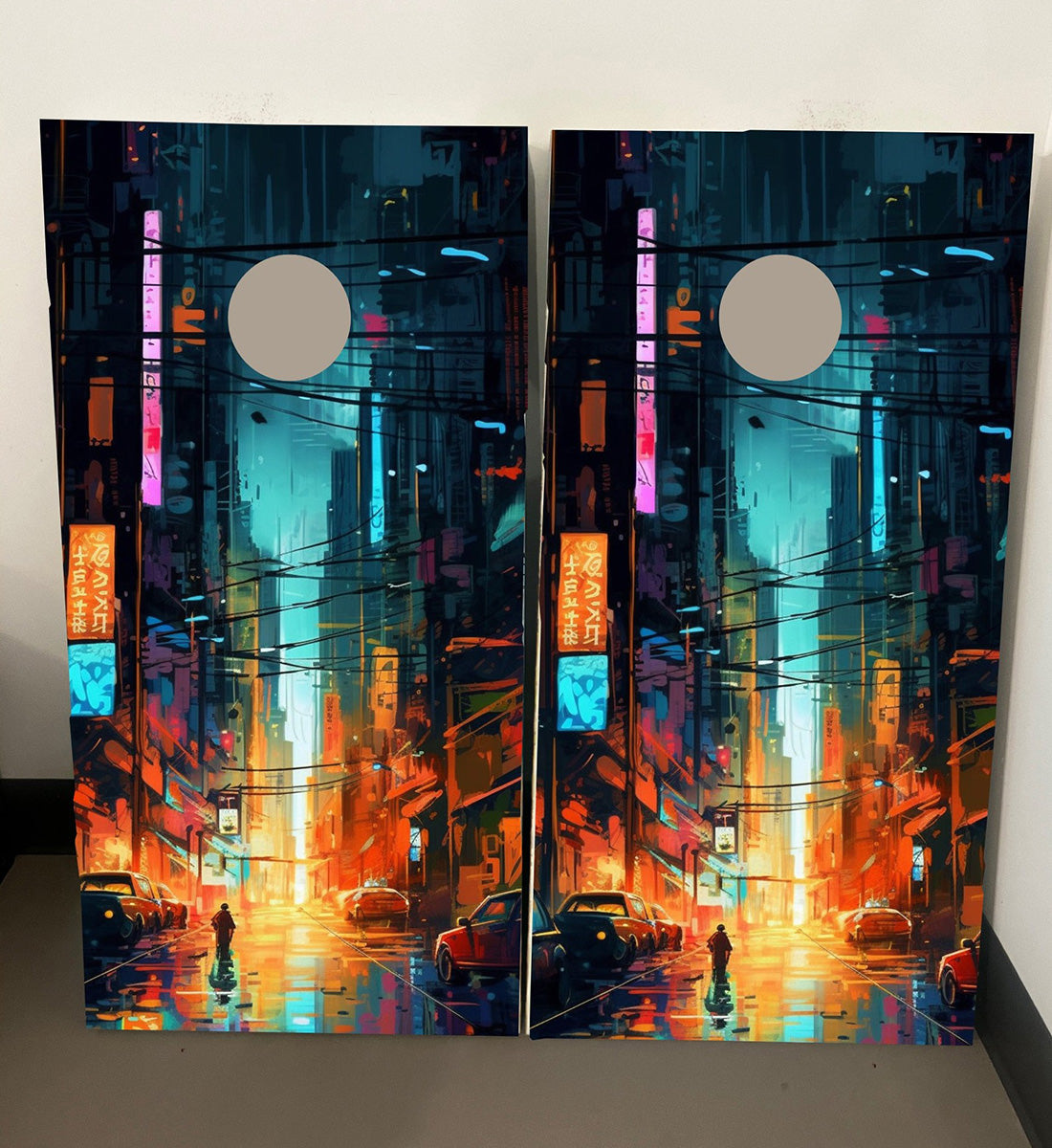 Night Life Theme: Cornhole Boards, 2'-4' Solid Wood (Set of 2)