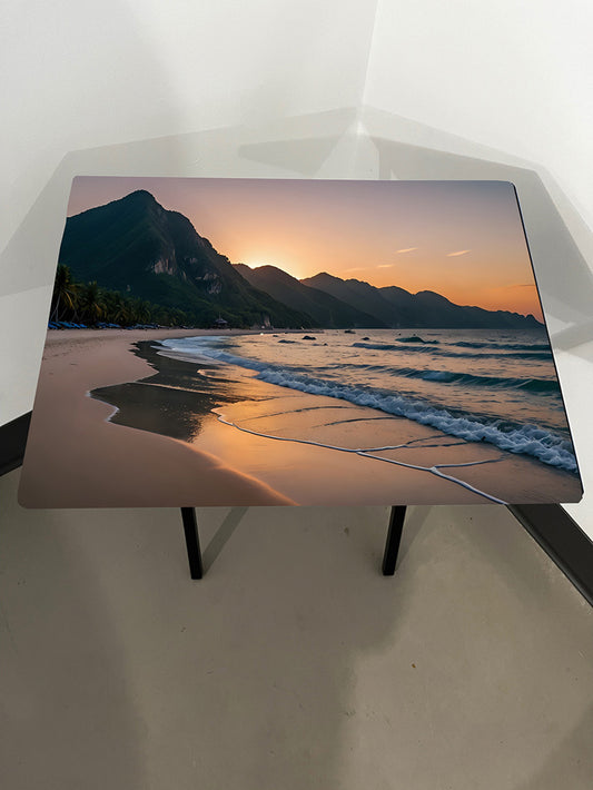 Ocean Sunset: Folding Tray Table, Classic Foldable TV Tray - Black with Custom Design