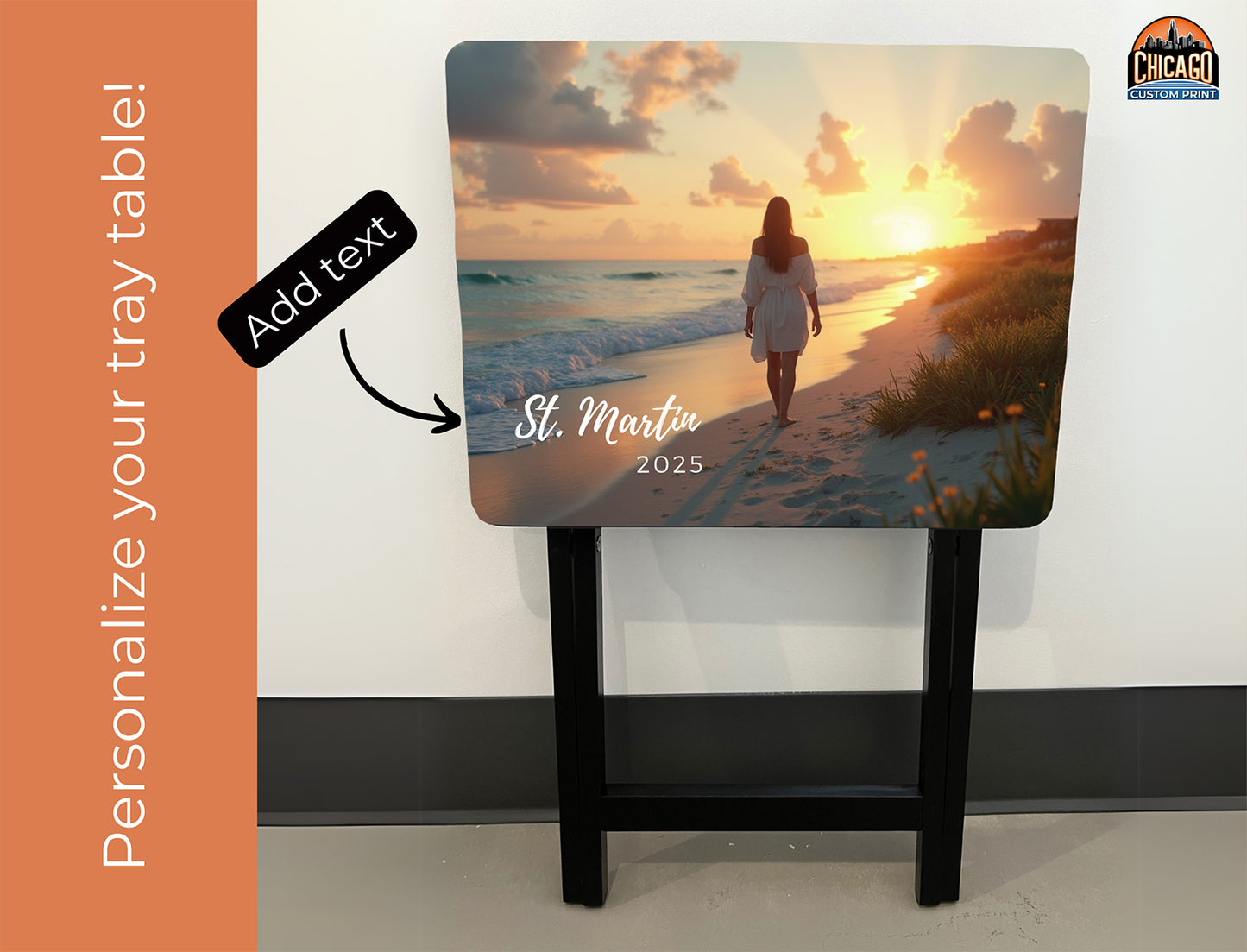 Your Picture Here: Folding Tray Table, Classic Foldable TV Tray - Black with Custom Design