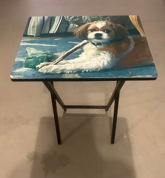 Personalized Pet Photo TV Tray Table – Black Wood | Personalize Your Tray With Your Pet's Paw-Sitively Perfect Picture!