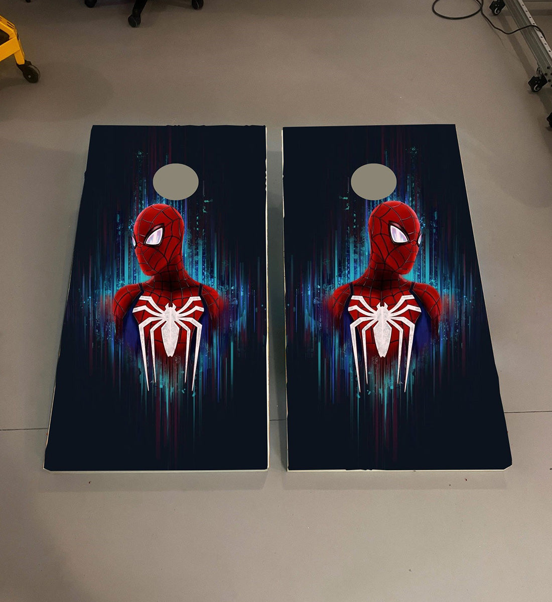 Spidey Flare Dark Theme: Cornhole Boards, 2'-4' Solid Wood (Set of 2)