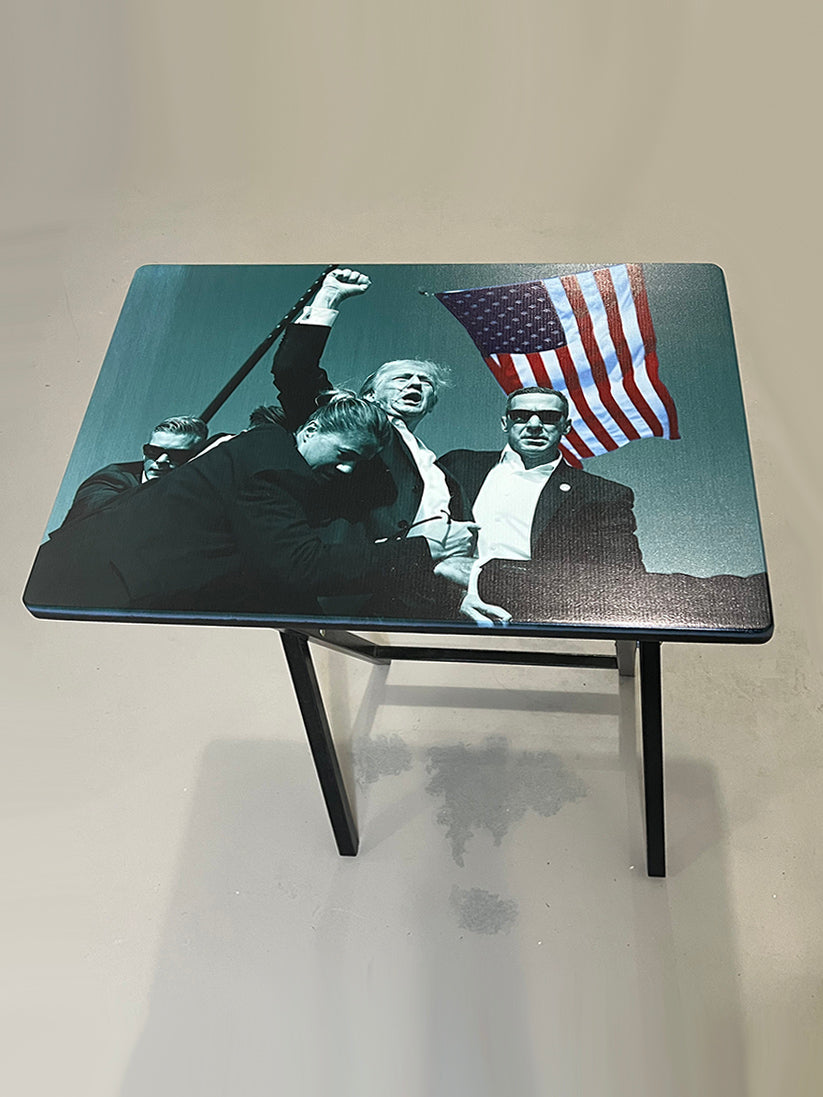 Trump Fist Pump 1: Folding Tray Table, Classic Foldable TV Tray - Black with Custom Design