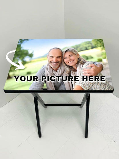 Your Picture Here: Folding Tray Table, Classic Foldable TV Tray - Black with Custom Design